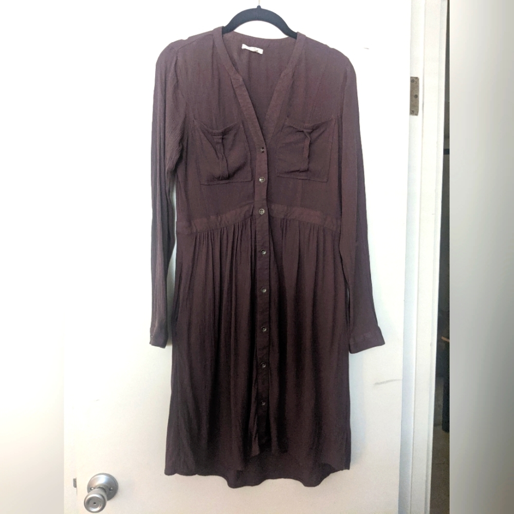 Maurices Long Sleeve Shirtdress- XS- Plum/ Purple